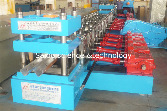 Gear Box Driven GuardRail Roll Forming Machine , Metal Deck Roll Forming Machine 12 Stations